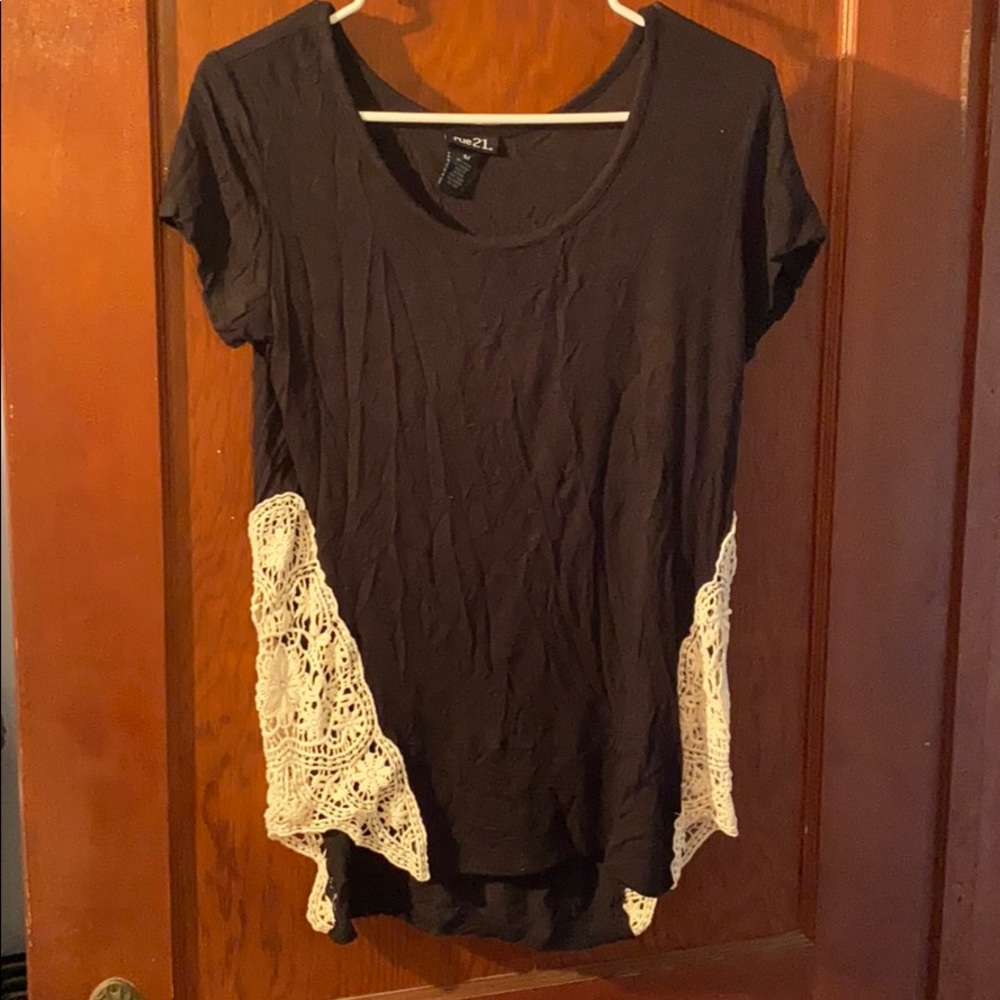 Black tee with lace sides medium